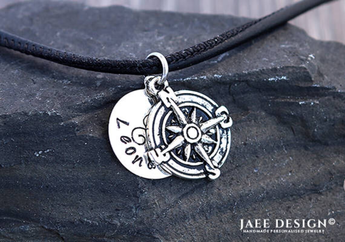 Compass necklace Mens necklace Personalized compass Etsy