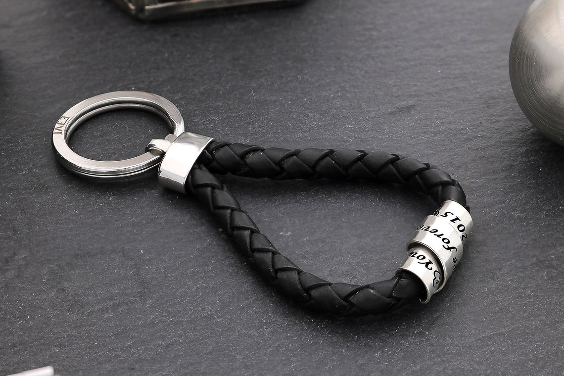 Engraved Keychain for Men Luxury Keychain for Men Leather Etsy