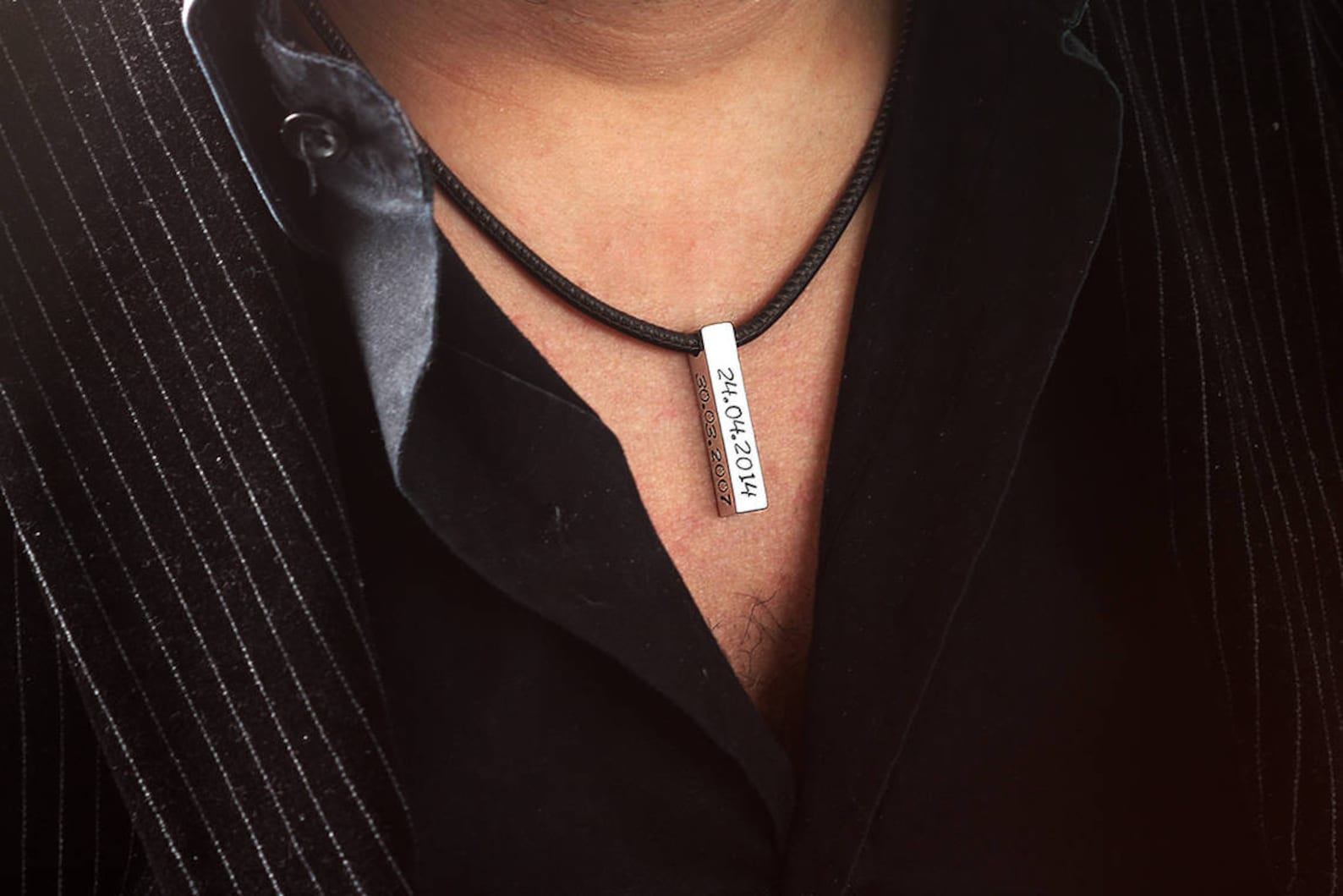 Personalized men necklace Gift for him leather necklace Etsy