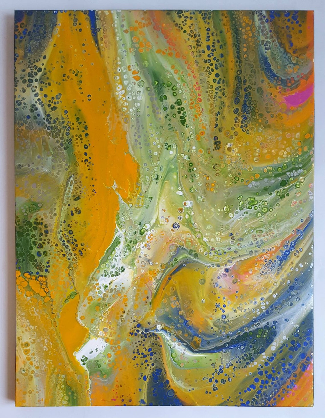 Yellow abstract art yellow green art colourful wall art Etsy