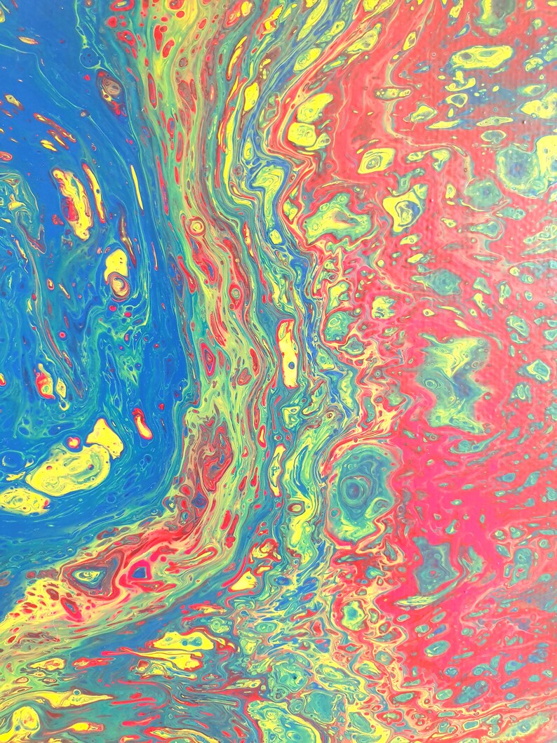 Blue yellow red wall art original abstract painting ...