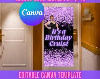 Cruise Door Birthday Banner Banner Canva Editable Template Decor 24in x 48 in Instant Download Customize and Print