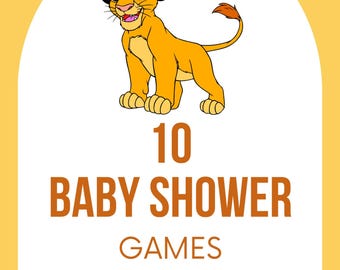 10 Baby Shower Games Canva Editable Template A Little King is On the Way Safari Lion