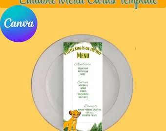 Editable Menu Card Canva Template INSTANT Download  A Little King is On The Way  DIY Printables