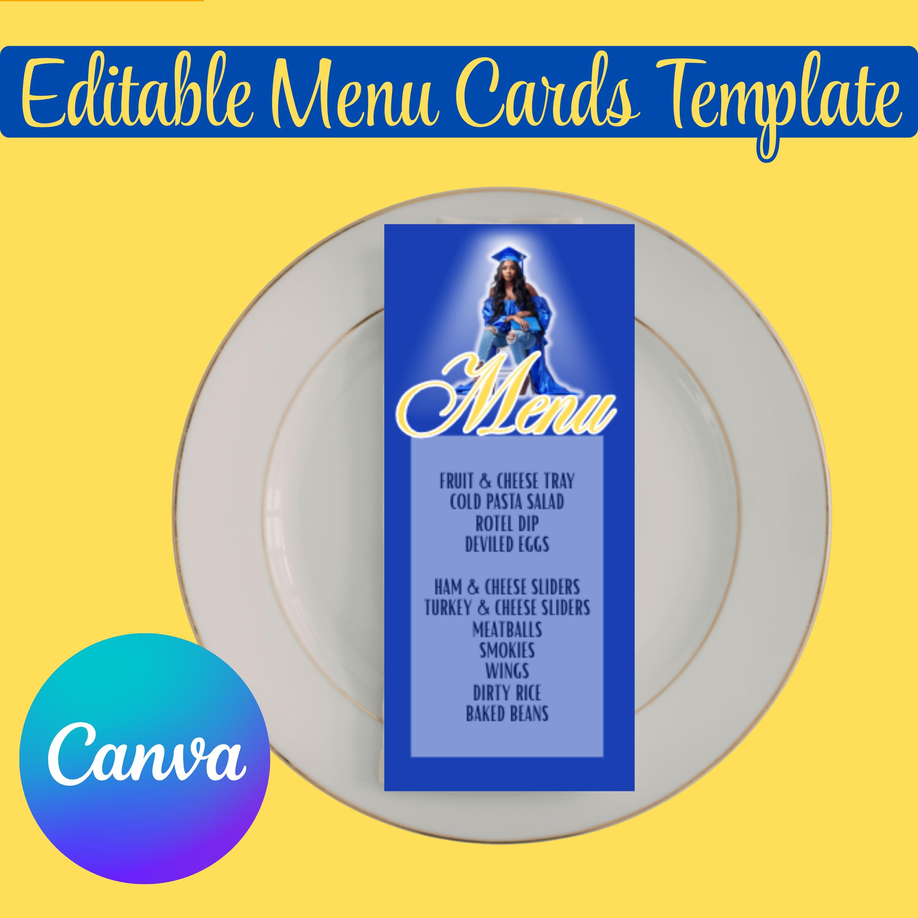 Editable Menu Card Canva Template INSTANT Download Grad Graduation ...