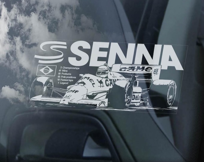 AYRTON SENNA Car Sticker, Window Laptop Decal Helmet F1 Formula 1 - Choose your design!
