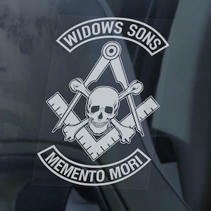 Pegatina para coche "LOS HIJOS DE LAS VIUDAS" - Símbolo del Capítulo de los Masones, Orden Masónica Templaria - V1/2WB