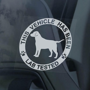 x2 in lab getest, autoraamstickers - Retriever hond bord bumpersticker sticker labrador geschenken -V02BW