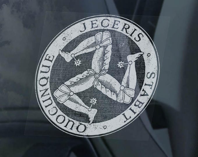 2x Isle of Man Stickers, Motorbike Motorcycle TT Sticker, Car Window Decal Sign IOM Coat of Arms -V03