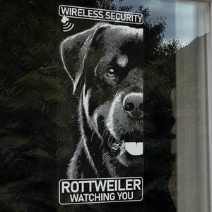 ROTTWEILER Wireless Sicherheit Fenster Aufkleber - Home Van Sicherheit K9 Hund Anti-Diebstahl-Warnschild Aufkleber - V11BW