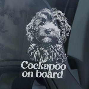 Pegatina para ventana de coche Cockapoo - Letrero de regalo para dueños de perros de raza mixta Cockapoo -V04