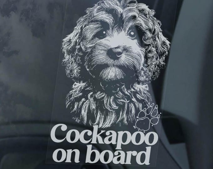 Cockapoo Car Window Sticker - Cockerpoo Mixed Breed Dog Owner Gift Sign Print -V04