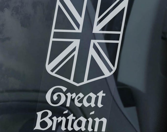 GREAT BRITAIN Car Sticker - Union Jack Coat of Arms UK Crest British English Flag Gift - V07WB