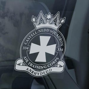 RAF Training Corps Sticker - Royal Air Force Air Cadets 334 Squadron Car Window Sign -V01