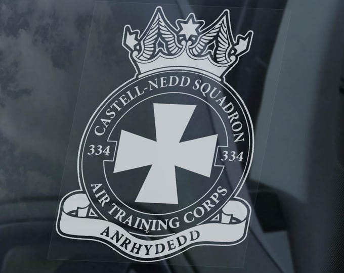 RAF Training Corps Sticker - Royal Air Force Air Cadets 334 Squadron Car Window Sign -V01
