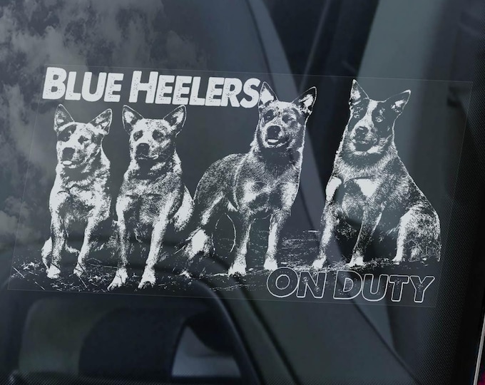 Blue Heelers on Board - Car Window Sticker - Australian Cattledog Sign Decal Gift - V04