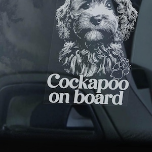 Cockapoo Car Window Sticker - Cockerpoo Mixed Breed Dog Owner Gift Sign Print -V04