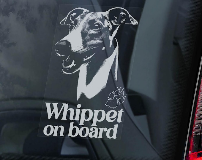 Whippet Car Window Sticker - Pet Rescue Racing Dog Owner Mom Art Decal Gift - V10