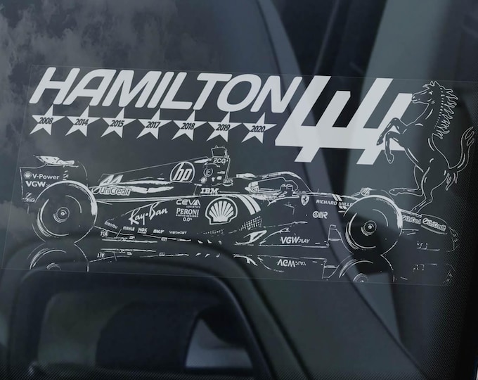 LEWIS HAMILTON #44 Sticker, Scuderia Ferrari F1 2025 Car Window Decal Sign Gift Art Print - V13