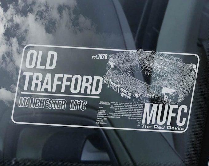 OLD TRAFFORD Car Sticker -  Football Club MUFC Manchester United Window Laptop Decal Gift Idea - V01