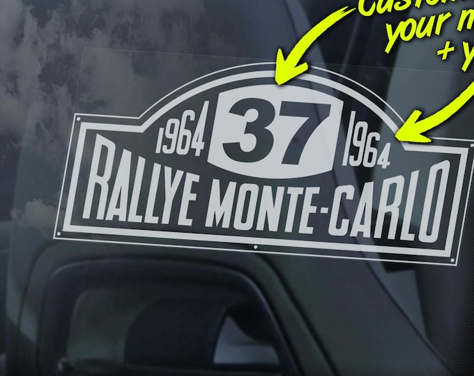 MONTE CARLO RALLY Car Sticker, Window Sign Laptop Decal Gift Competition Rallye Mini 1964 - Customise Option