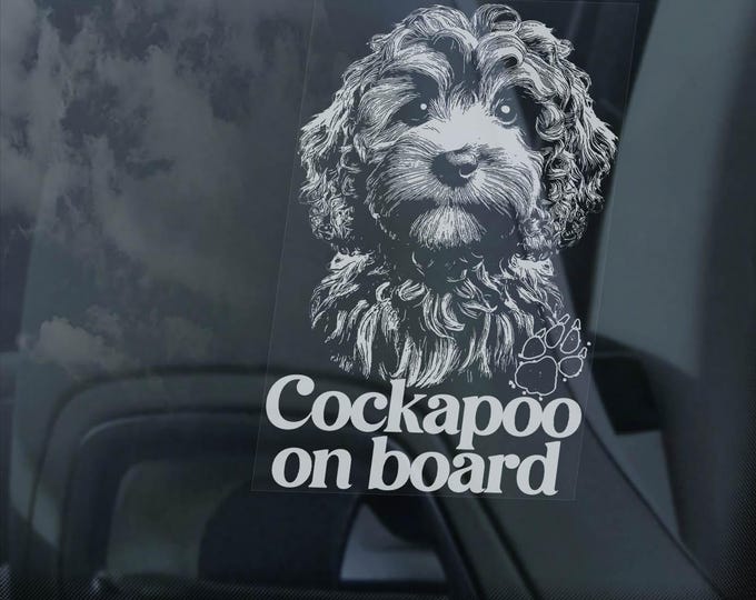 Cockapoo Car Window Sticker - Cockerpoo Mixed Breed Dog Owner Gift Sign Print -V04