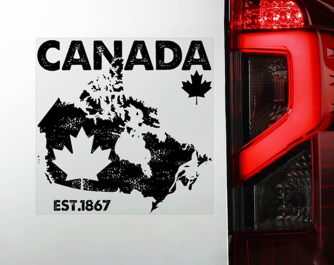 2x CANADA Car Sticker, Canadian Maple Leaf Sign, National Country Map Flag Window Decal -V02BW