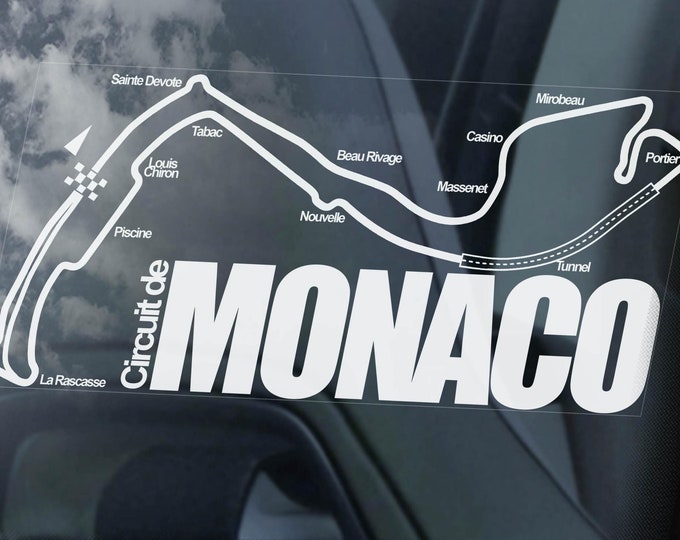 MONACO Car Sticker, Formula One F1 Grand Prix Race Track Circuit Monte Carlo Window Decal - V01