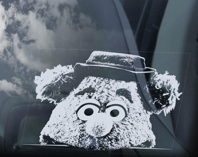 FOZZIE BEAR Car Sticker, Muppet Show Peeper Window Laptop Bumper Decal - V01