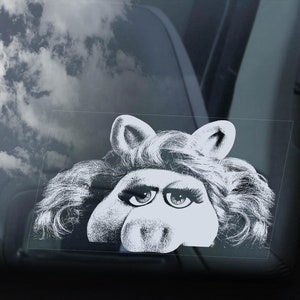 MISS PIGGY Car Sticker, Muppet Show Peeper Window Laptop Bumper Decal Sign - V01