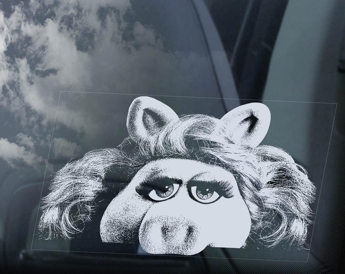 MISS PIGGY Car Sticker, Muppet Show Peeper Window Laptop Bumper Decal Sign - V01
