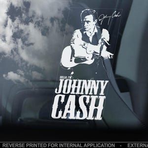 JOHNNY CASH Car Sticker, Window Laptop Bumper Country Fan Music Vinyl Decal Art Gift -V01