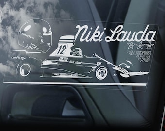 Pegatina de Niki Lauda, calcomanía para ventana de coche de Fórmula 1 de Ferrari, regalo para fans de la F1 - V1/2