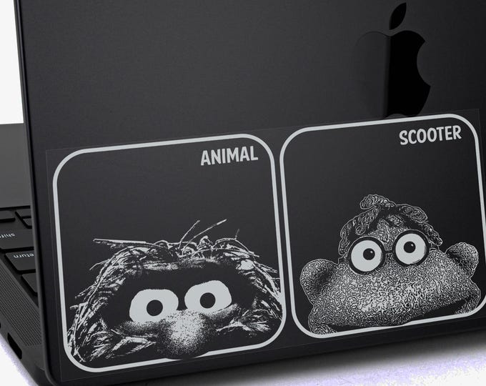 ANIMAL + SCOOTER Car Window Sticker, Laptop Sign Decal Muppet Show Fan Gift V01