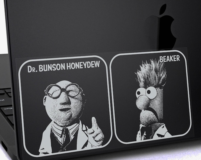 BEAKER + Dr. BUNSON HONEYDEW Sticker, Muppet Show Car Window Sign Gift V1/2