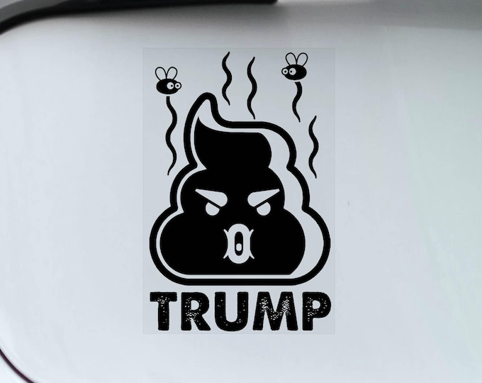 2x Anti Trump Car Stickers, Window Sticker Funny Donald Trump Poo Emoji Political Bumper Decal -V03BW
