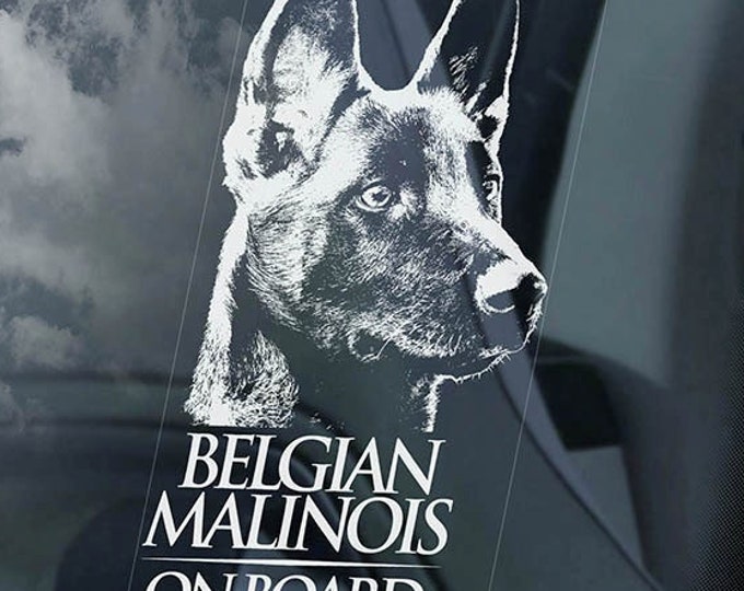 Belgian Malinois on Board - Car Window Sticker - Mechelse Herder Pastor Dog Sign Decal  -V01