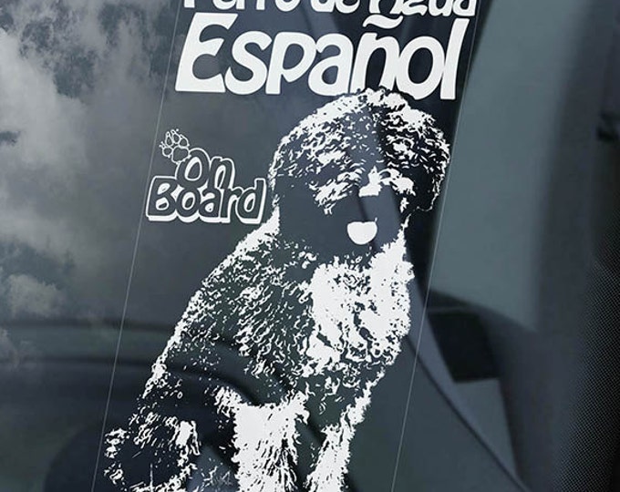 Perro de Agua Español on Board - Car Window Sticker - Espanol Spanish Water Dog Sign Decal - V01