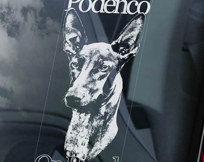 Podenco on Board - Car Window Sticker - Canario Ibicenco Hound Dog Sign Decal - V04