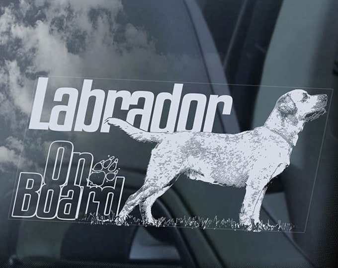 Labrador on Board - Car Window Sticker - Retriever Golden Dog Sign Lab Decal - V12