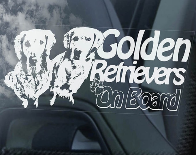 Golden Retrievers on Board - Car Window Sticker - Retriever Guide Dog Sign Dogs Decal -V03