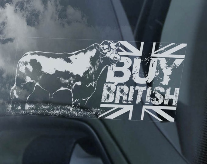 BUY BRITISH Car Sticker - Window Bumper Decal Sign Farmer Support UK Farming Tractor Beef - V01