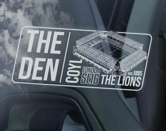 Adesivo per auto THE DEN - Adesivo per finestrino della squadra di football dei Millwall Lions COYL - V01