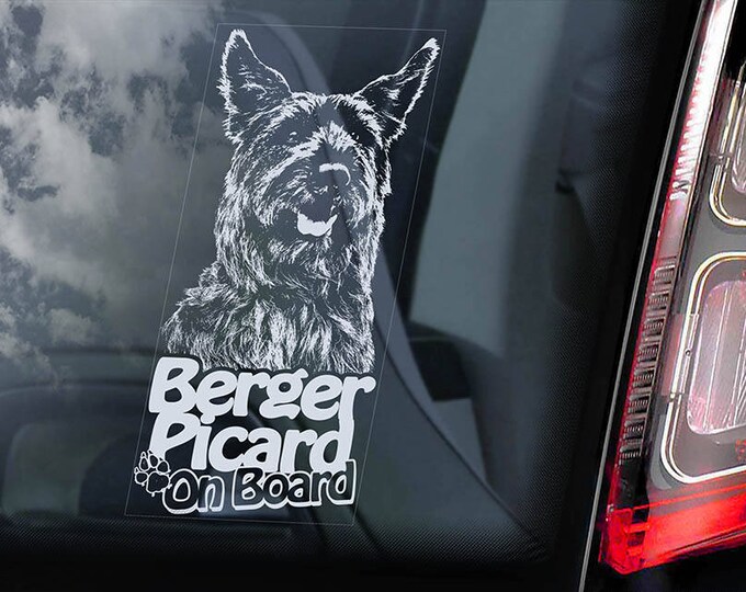 Berger Picard on Board - Car Window Sticker - Dog de Picardie Sign Decal Art Gift - V03