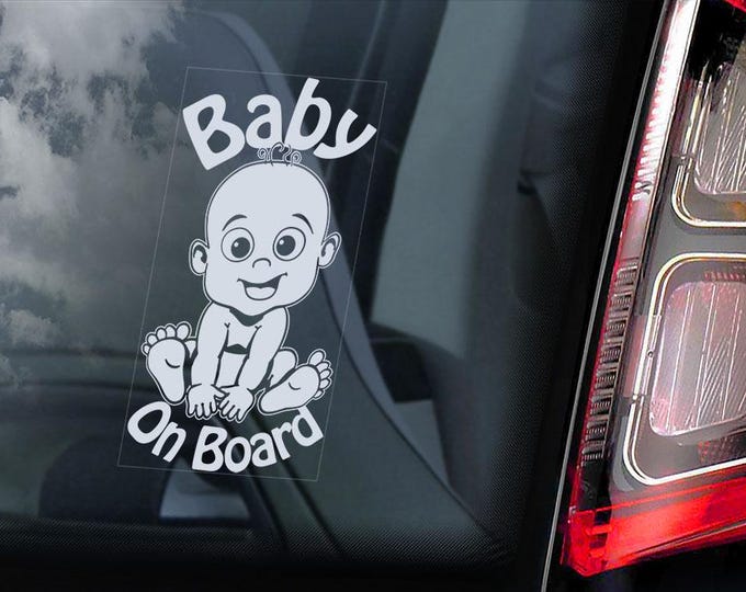 Baby on Board Sticker - Car Window Bumper Decal Toddler Child on Board Sign Gift - Personalised CUSTOM NAME/TEXT option - V06