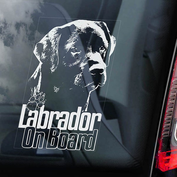 Labrador à bord - voiture fenêtre - Retriever noir Gun chien signe laboratoire d’autocollant-V07
