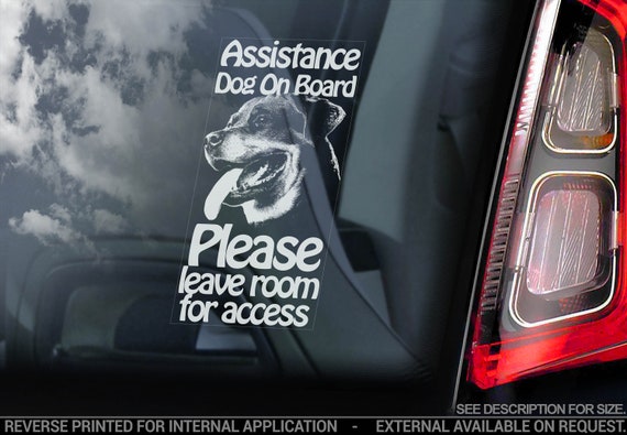 Assistance Dog on Board - Car Window Sticker - Rottweiler Stroke Detection Dog Sign Decal - V11