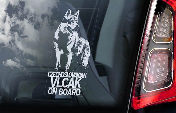 Czechoslovakian Vlcak on Board - Car Window Sticker - Wolfdog Cane Lupo Cecoslovacco Sign Decal - V01