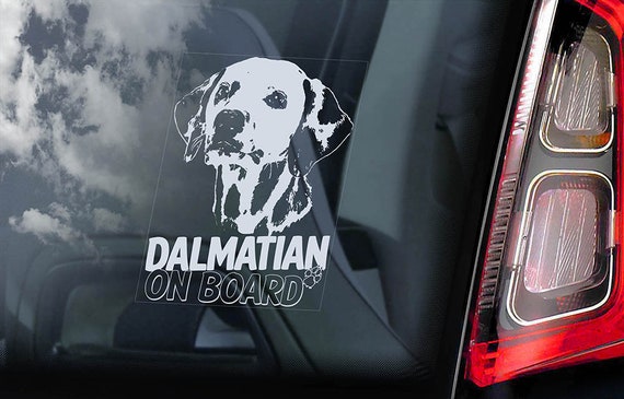 Dalmatian on Board - Car Window Sticker - Carriage Leopard Dog Sign Gift Decal - V03