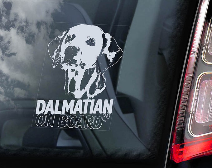 Dalmatian on Board - Car Window Sticker - Carriage Leopard Dog Sign Gift Decal - V03